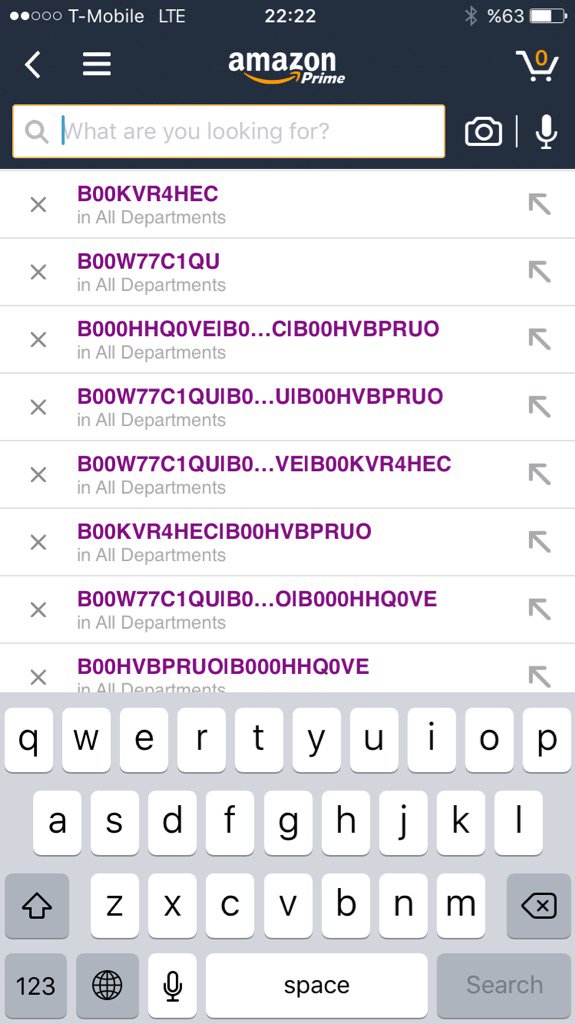 egokt's tweet photo. Hey @amazon, any ideas why your app thinks I might be interested in searching for "B00W77C1QU"? :) #bug #fail https://t.co/3DJto9yFtC