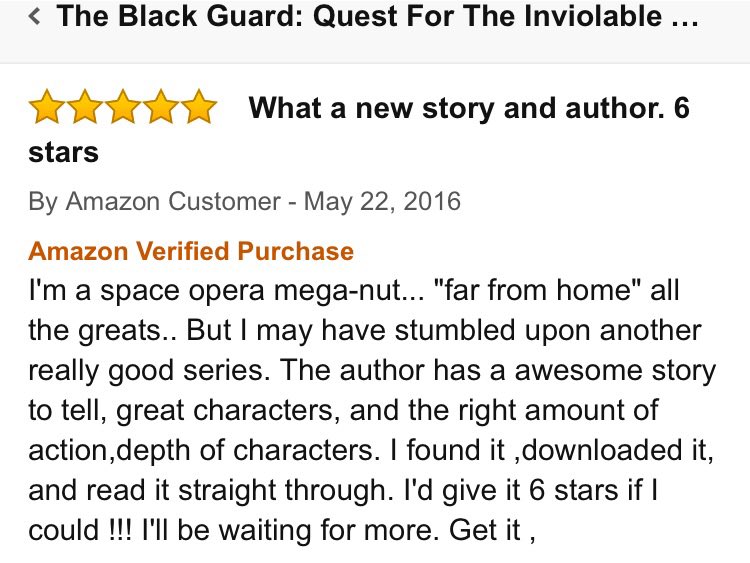 KasSmith_writer's tweet photo. Review of #TheBlackGuard from a very happy American reader. OUT NOW #scifi #book #debut #author Let the legend begin https://t.co/oGFujgoWFh