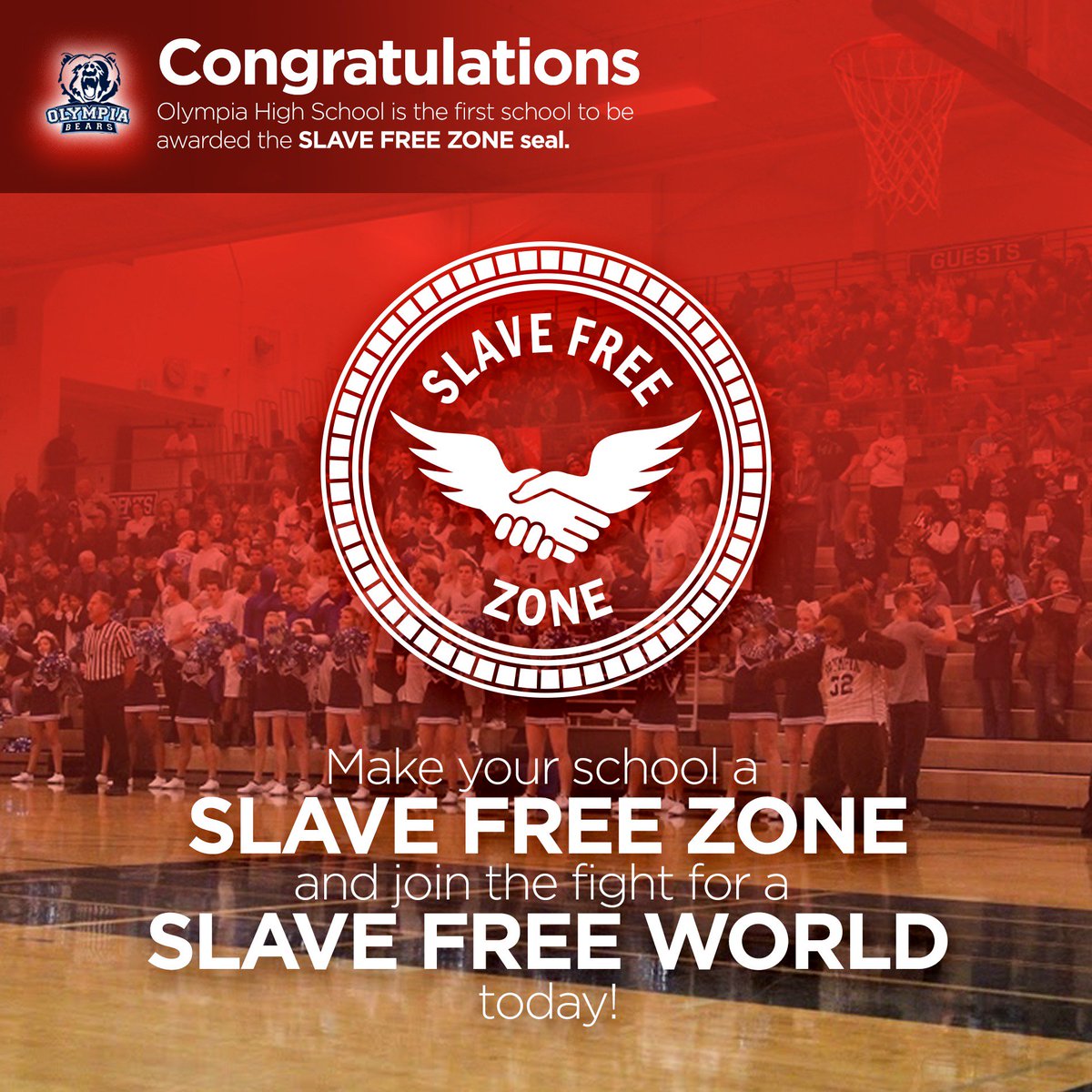 slavefreezone's tweet photo. Today, OHS is honored for their efforts to establish a #SlaveFreeZone on campus and urge its widespread adoption! https://t.co/Q8MzN7n0NP