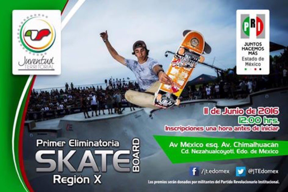 PRI_EDOMEX's tweet photo. ¿Eres skater o disfrutas de los eventos deportivos más extremos? Acompáñanos mañana 11 de Junio en #Nezahualcóyotl https://t.co/mYizMgKAAW