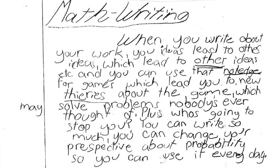 From a 3rd grader -- the best case possible for why writing should be an integral part of math learning.