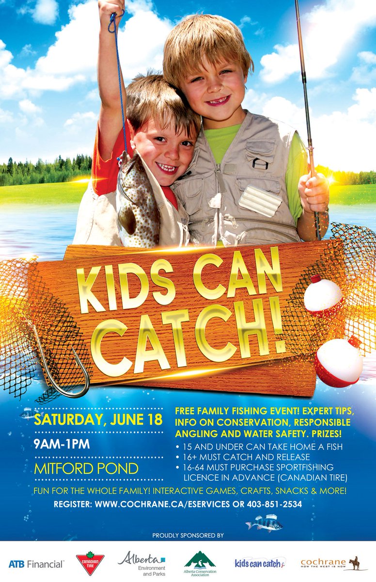 FWEnforcement's tweet photo. Kids Can Catch free family fishing event in Cochrane, June 18. Must register in advance. Also looking 4 volunteers! https://t.co/Ewjs8F7PwC