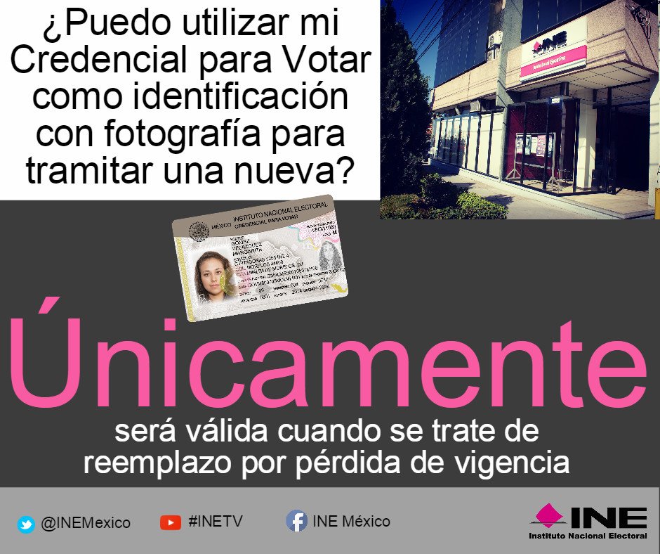 Puedes utilizar tu #CredencialparaVotar como identificación con fotografía, si tu trámite es por renovación: