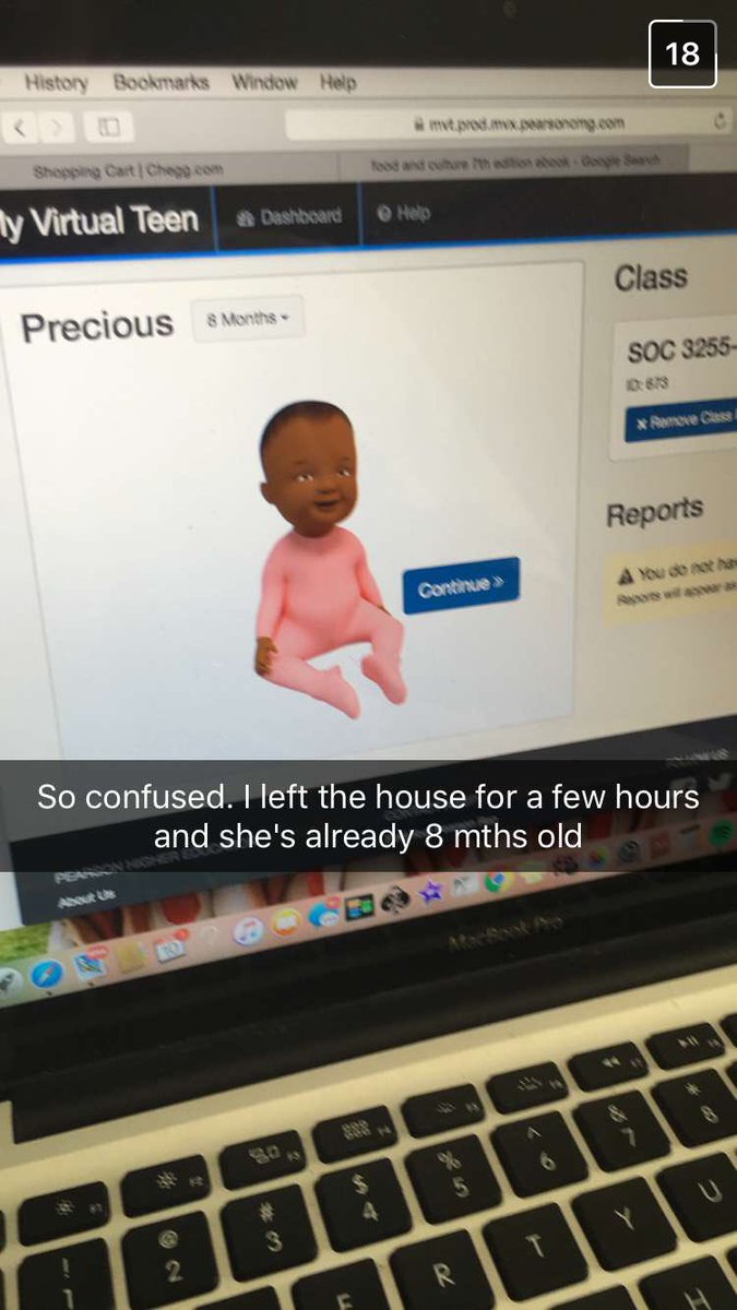 morgannix93's tweet photo. When your best friend is being paid to take care of a virtual baby named precious @wiz_CHLOEfa_ https://t.co/4tBqwlXhRI