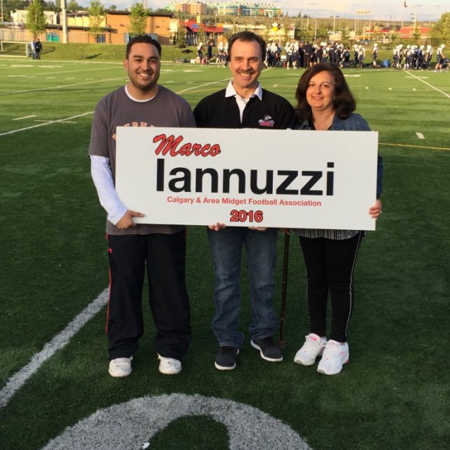 iannuzzimarco's tweet photo. Honoured to be inducted into the #Calgary Midget Football Wall of Fame! TY parents &amp; bro for accepting on my behalf https://t.co/X46zvGIpvk