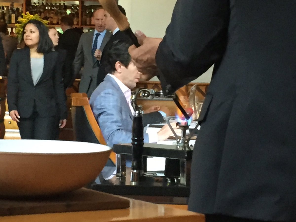 MarlowMoo's tweet photo. Opening wine w heated tongs at Eleven Madison Park #nycfood #moocation @NobleRotSociety @JamesCluer twice now seen! https://t.co/blhim5XRcK