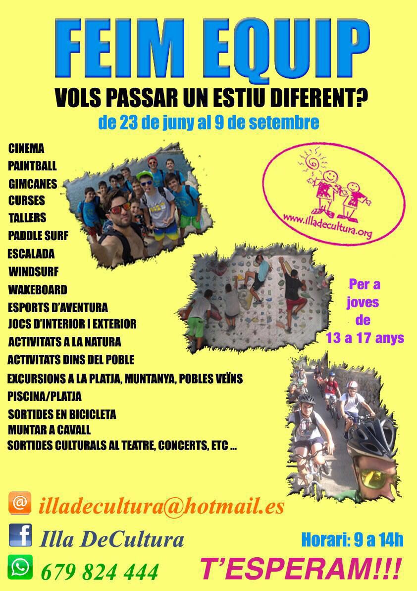 Vine amb nosaltres!! #tempslliure #estiu2016 #inca #illadecultura