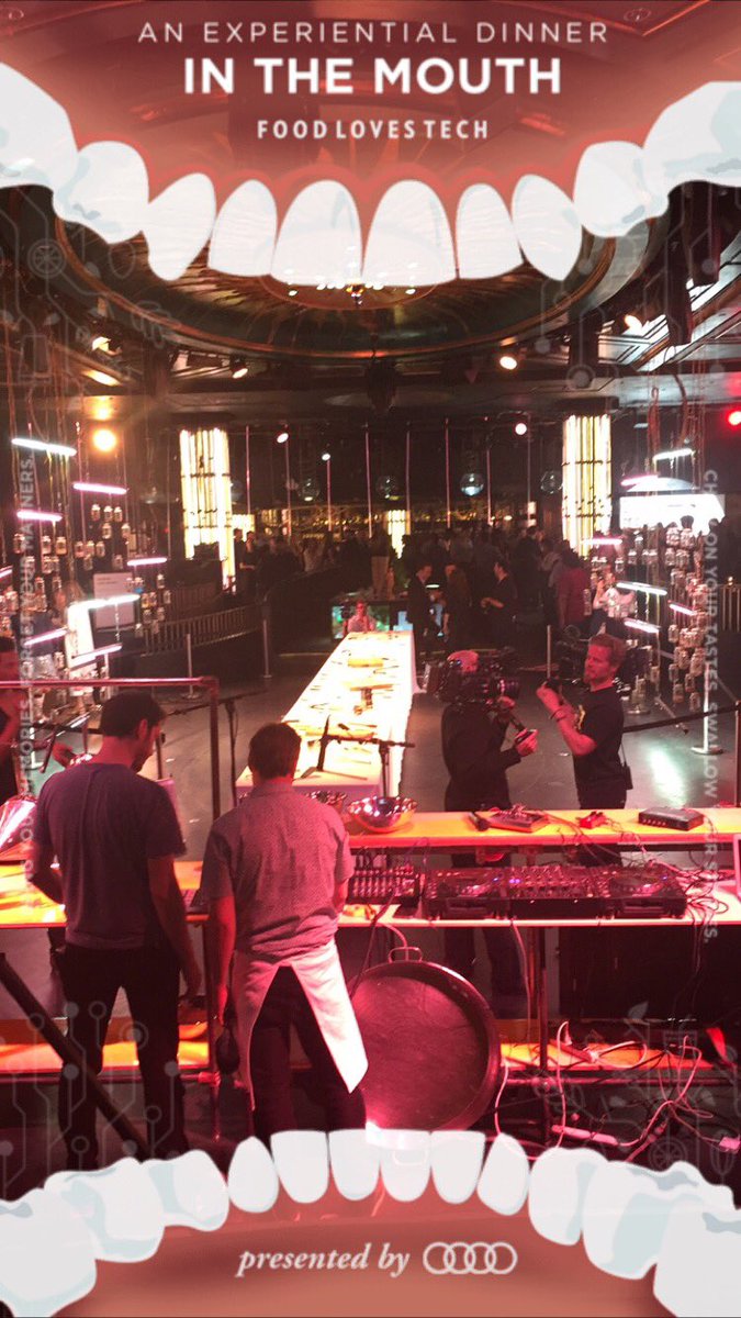 The <a href="/InTheMouth_/">In the Mouth</a> dinner is about to begin for #FoodLovesTech #nicesnapchatfilter 😜