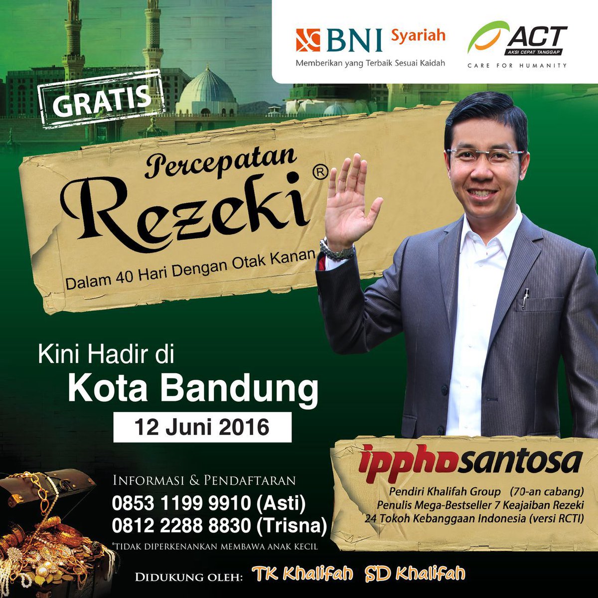 Halooo Bandung! Gratis seminar #PercepatanRezeki. Ajak deh keluarga &amp; teman-teman. Menjemput perubahan &amp; keajaiban!