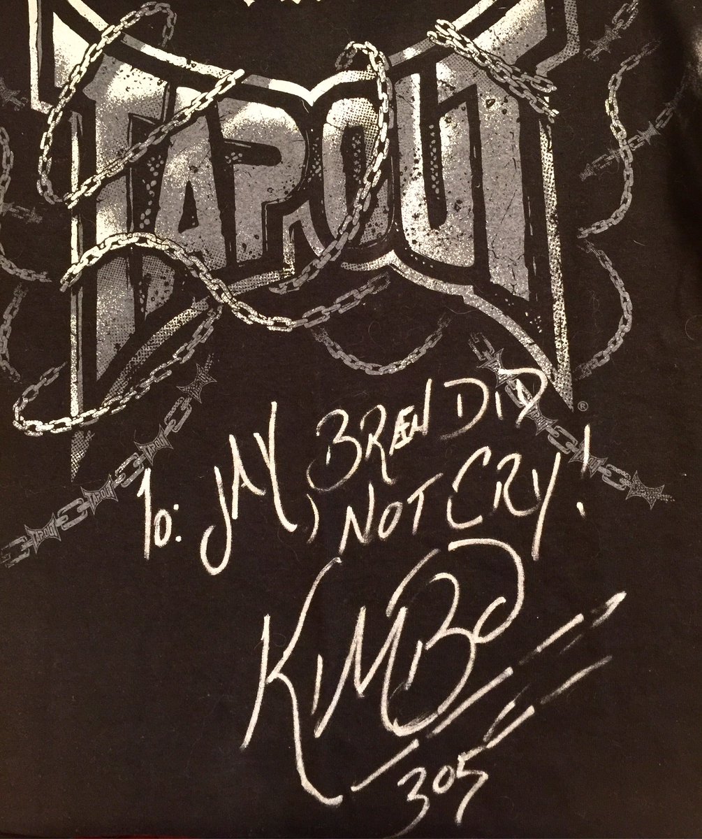 BrendanSchaub's tweet photo. Wanted to share this. TUF season 10 I promised my brother I wouldn't cry. @KimboSlice singed this for my brother. 😢 https://t.co/QmahZqHP4L