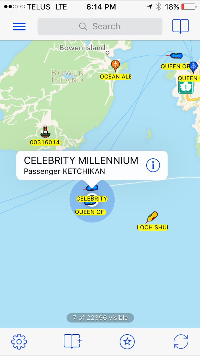 KenCarrusca's tweet photo. .@CelebrityCruise "Millenium" near Horseshoe Bay, @WestVancouverBC and underway to @KDNNews #ShipFinder #Geek https://t.co/DNPlBTdbRp