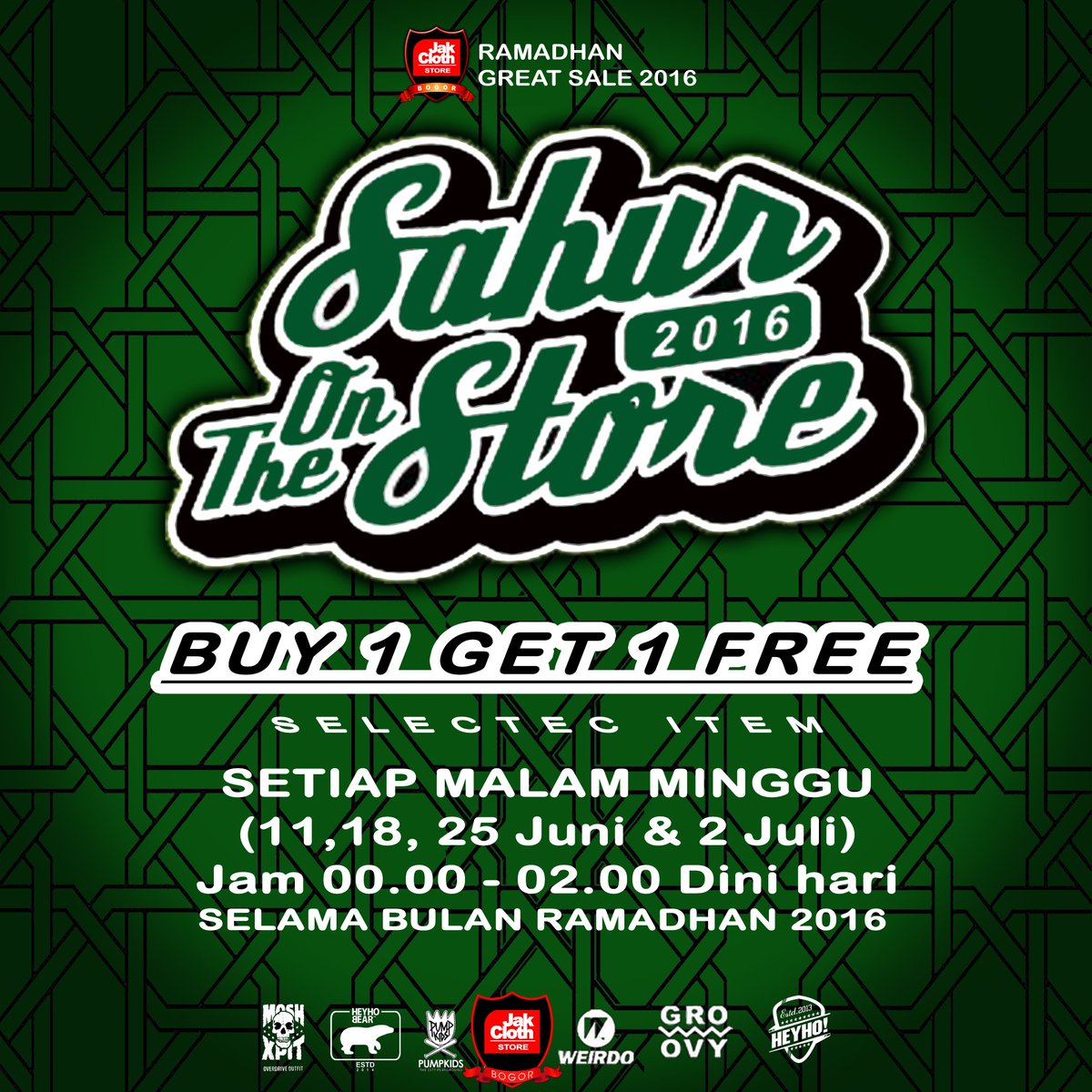 JakclothBOGOR's tweet photo. yoo genk siap siap! Tengah malam nanti ada #SahurOntheStore #MidnightSale #Buy1Get1Free hanya 2jam di #JakclothBogor https://t.co/GABvrEYfOU