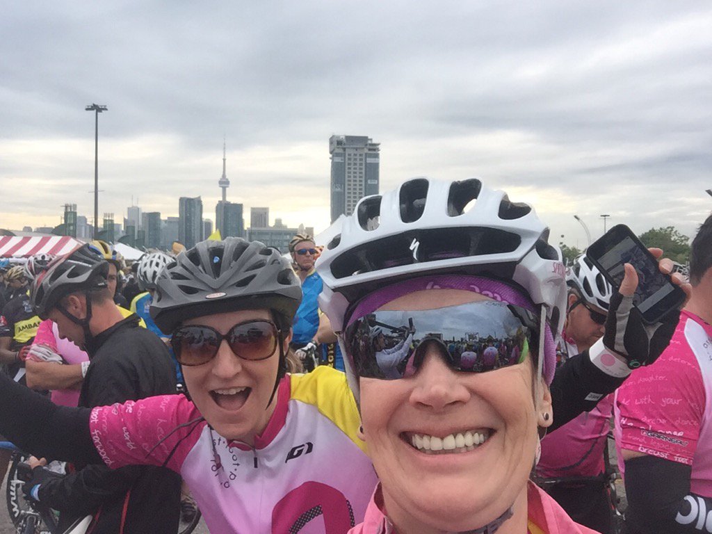 IRONDames's tweet image. Start Line of #rideTO w Breast Foot Forward Team. $17.4 M raised this year.