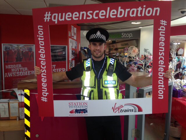 The #Queenat90 celebrations in full swing at Peterborough station! #queenscelebration