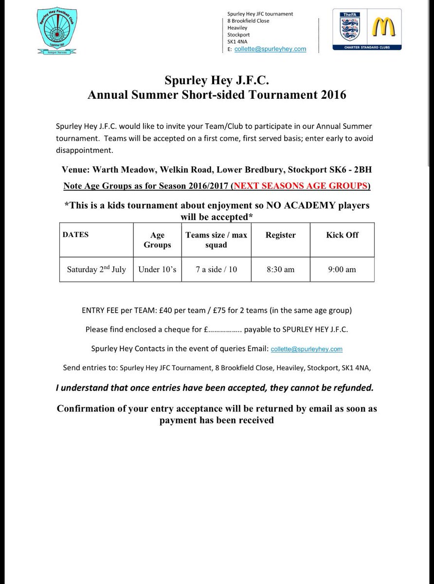 spurleyheyjfc's tweet photo. We have a few spaces left for our u10 tournament, get in touch if your interested. #additionaldate #stockport https://t.co/3vIM2CPGYq
