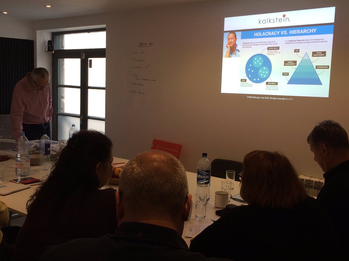 FutureFactoryUK's tweet image. We are discussing the #Holacracy organisational structure pioneered by  @tonyhsieh #ETMA conference.