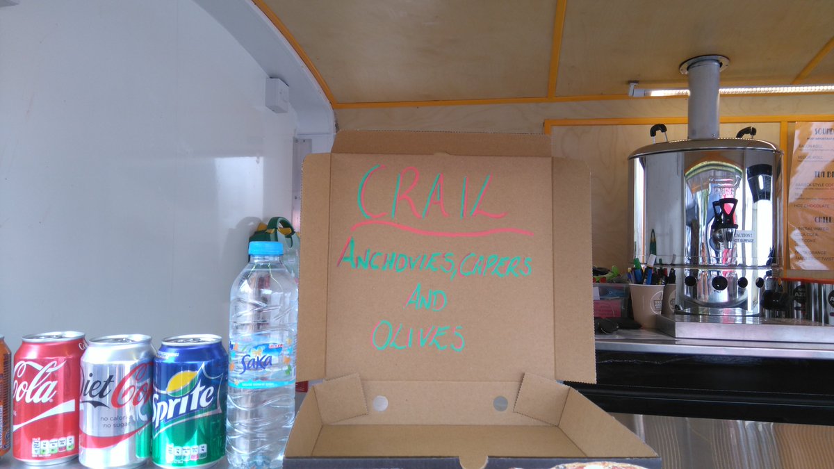 We've got on a special pizza just for <a href="/CrailFoodFest/">Crail Food Festival</a>.  Come see us.  #spottheyellowvan