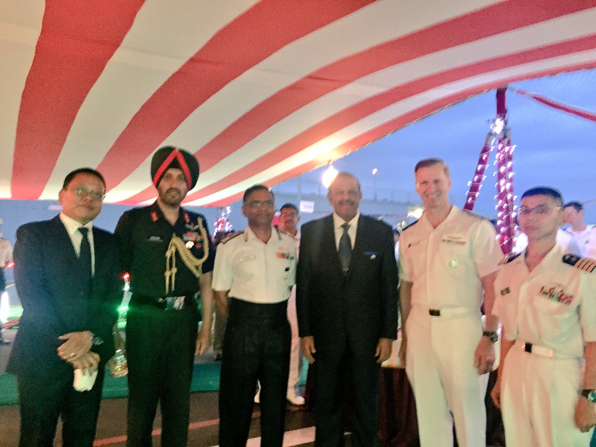 Honored to co-host reception on #IndianNavy INS SATPURA for #JMSDF Sasebo #USNavy #7thFleet Commanders #Malabar2016