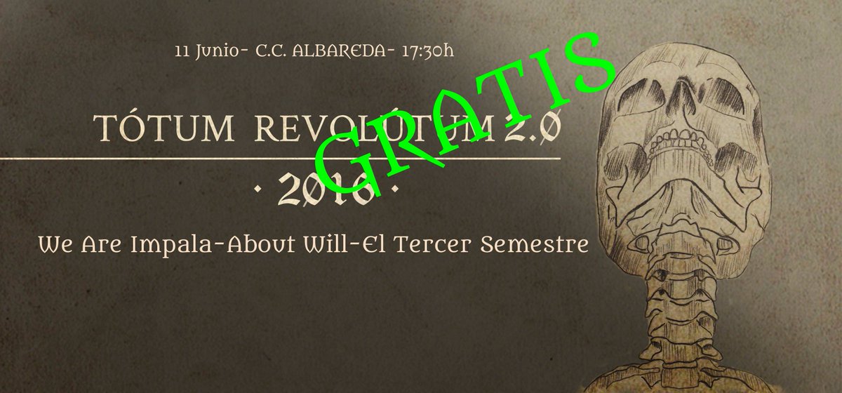 Repetimos, hoy tenéis el Totum Revolútum en Barcelona con gente como <a href="/AboutWill_Band/">About.Will</a> <a href="/WeAreImpala/">We are Impala</a> y <a href="/El3erSemestre/">El Tercer Semestre</a>