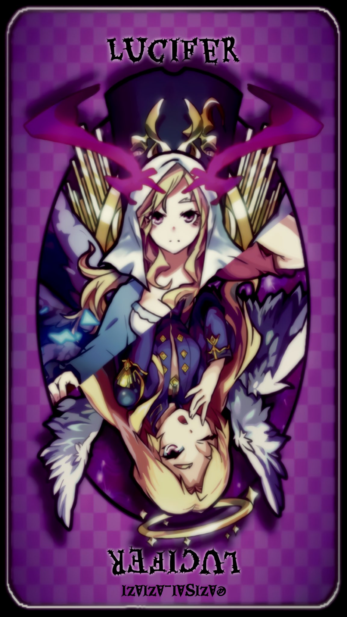 紫陽花 ルシファー壁紙 100rtありがとうございます モンスト ルシファー進化前と神化をお洒落 なトランプ風に加工した待受画像 ロック画面にも 気に入って頂けたらrtお願いします 紫陽花加工 Monsterstrike T Co Nqruntteex