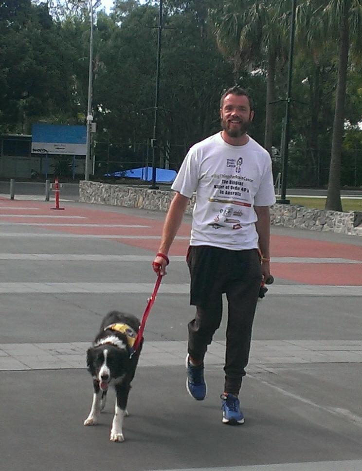 LJMoorfoot's tweet photo. A year after tragic loss, Ricky &amp; Murphy walk 210km #BigThingsForBrainCancer  Ballina-Brisbane for @braincancer_AU https://t.co/kHO2F8meO8