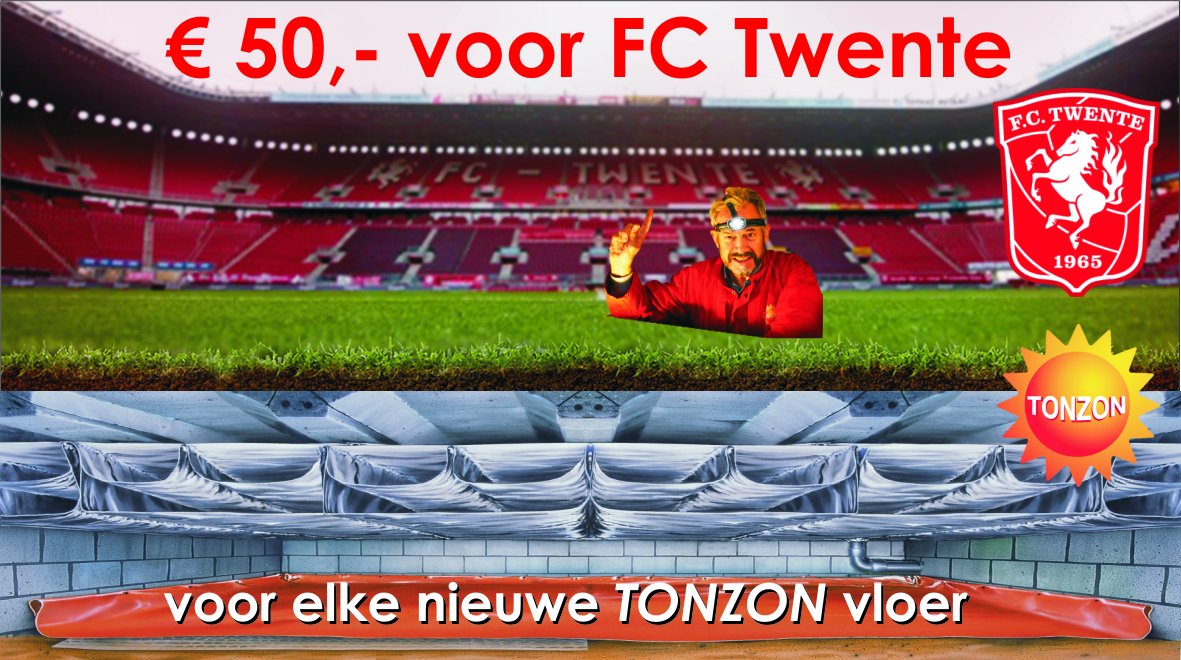 € 50,- voor <a href="/fctwente/">FC Twente</a> voor elke nieuwe TONZON vloer. Vraag nu offerte aan met formulier op tonzon.nl/fctwente