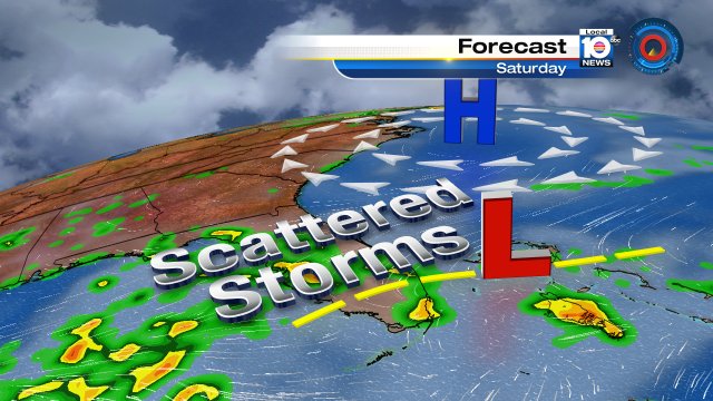 Scattered storms this afternoon. Before then, enjoy the sunshine! Today's High 90° #SoFlo #FLwx https://t.co/64teJBsE3v