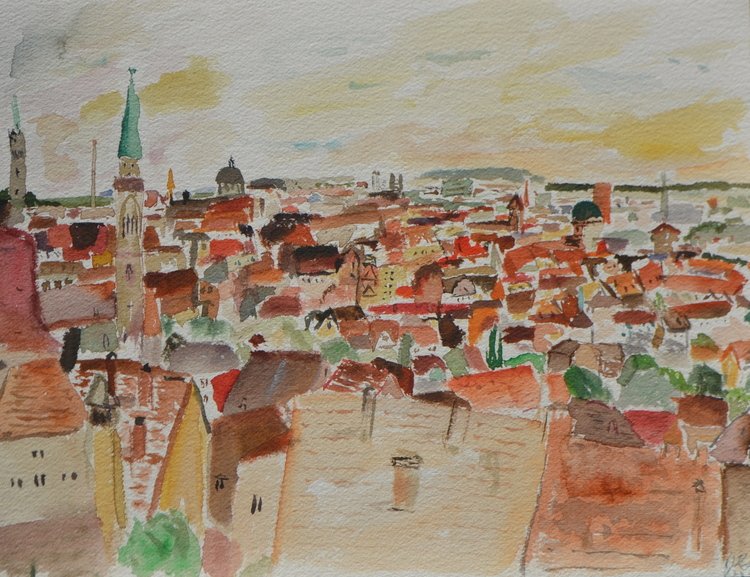 peoplesnatgas's tweet photo. J. Kehm's watercolors make us want to hop a plane to Europe! Come see for yourself! #TRAF16 #PeoplesEmergingArtist https://t.co/tPA49ol7Kb