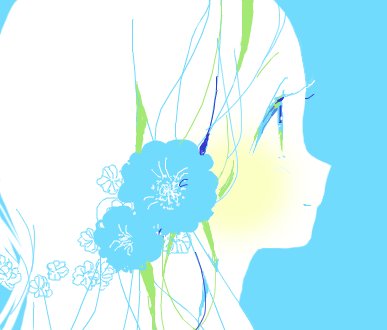 1girl solo flower profile blue flower hair flower simple background  illustration images