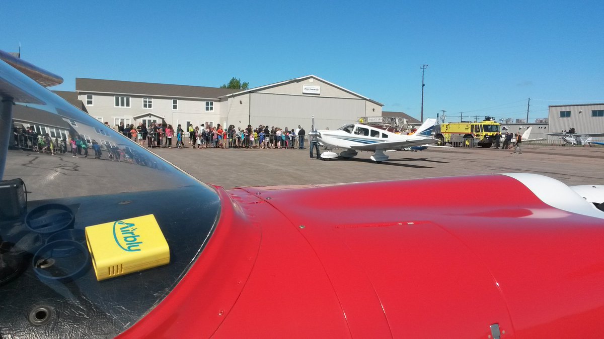 airbly's tweet photo. Excellent weather at #cyyg.  Today we are flying and tracking 9 aircraft and 130+ kids for #Copa for Kids https://t.co/mx32F32iJQ