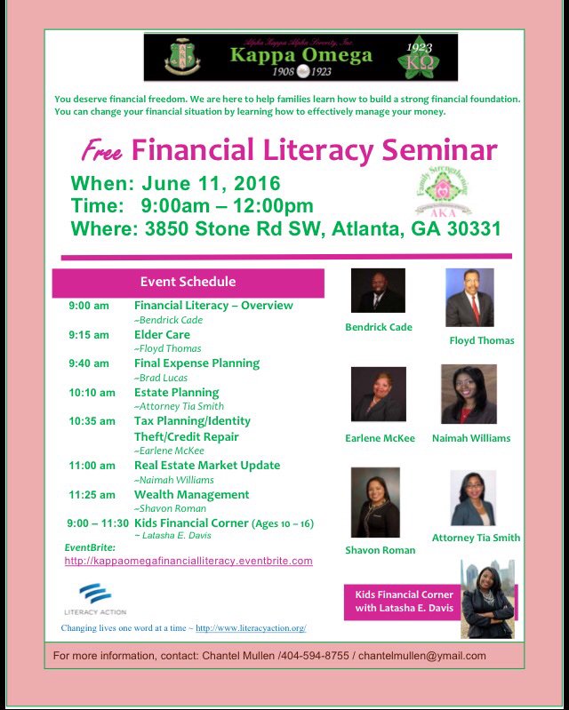 chantellym's tweet image. We are talking #FinancialLiteracy #AKA1908
#KappaOmega