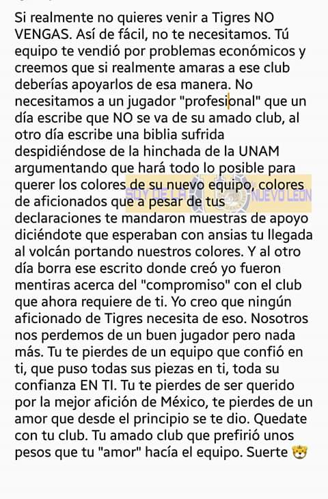 AbbyMs1's tweet photo. @ismasosa18 
Carta de toda la afición de TIGRES, con mucho cariño🐯❤. https://t.co/SFH6TskSi0