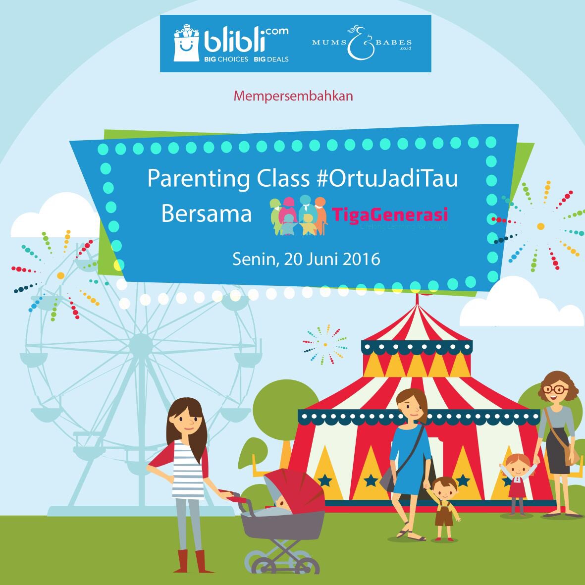 Malam Keluarga TigaGenerasi, simak terus timeline kami dan #mumsandbabesatblibli untuk parenting class #ortujaditau