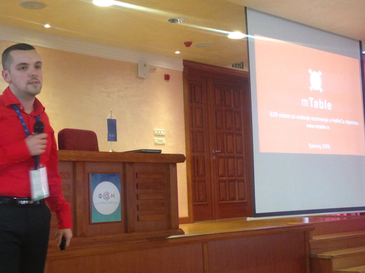 SymOrgFON's tweet photo. Uvek vi zovete da rezervišete mesto u kafani/kafiću? Od sada je tu app koja radi za vas! #mTable #StartUpFon https://t.co/HUoai09ncQ