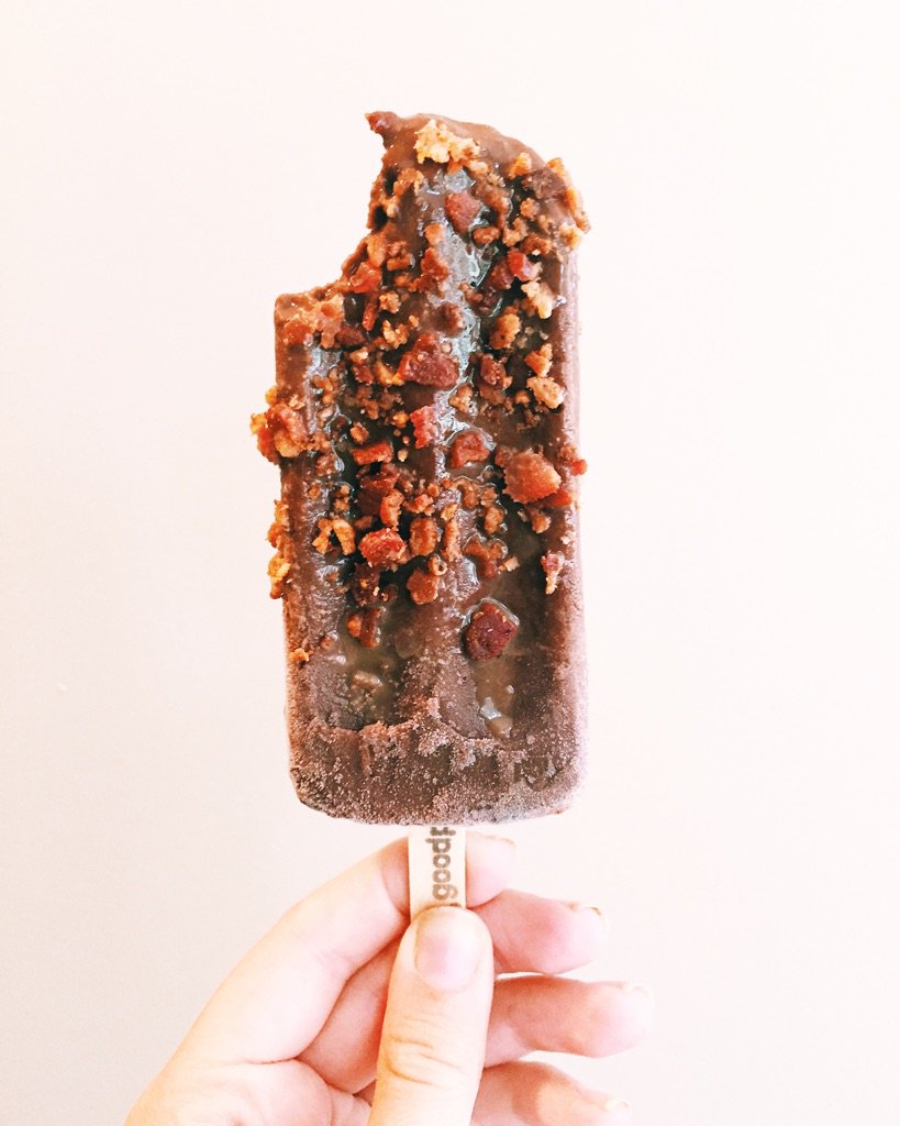 GoodPop's tweet photo. You're bacon me crazy! @jordannreedd is making #summeryummer with her chocolate milk + bacon GoodPop! https://t.co/ctHd43qEbV