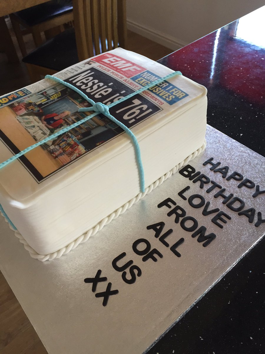 Stack of newspapers birthday cake!