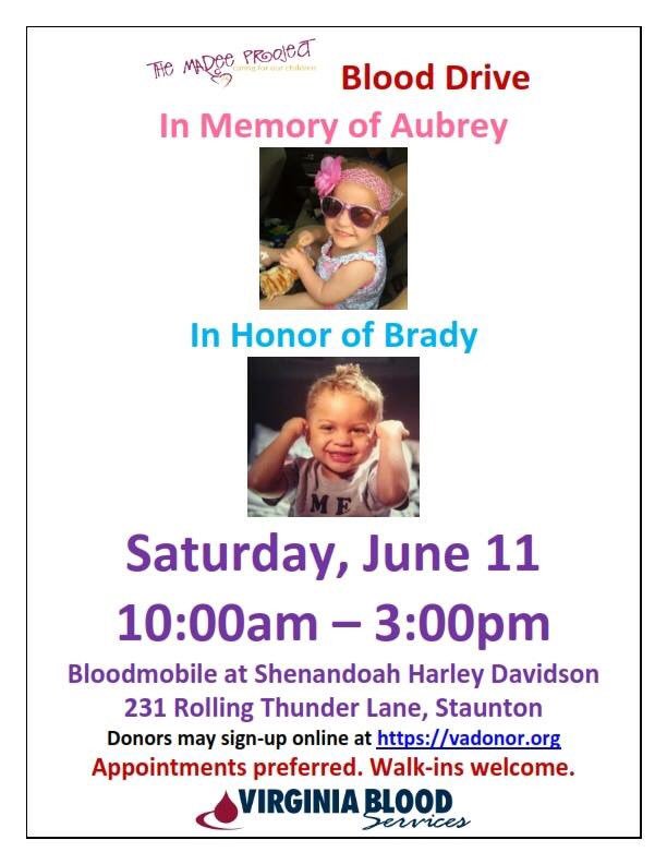 staunton_buzz's tweet photo. Give the gift of life in memory of Brady and Aubrey https://t.co/hvzjCMe35i