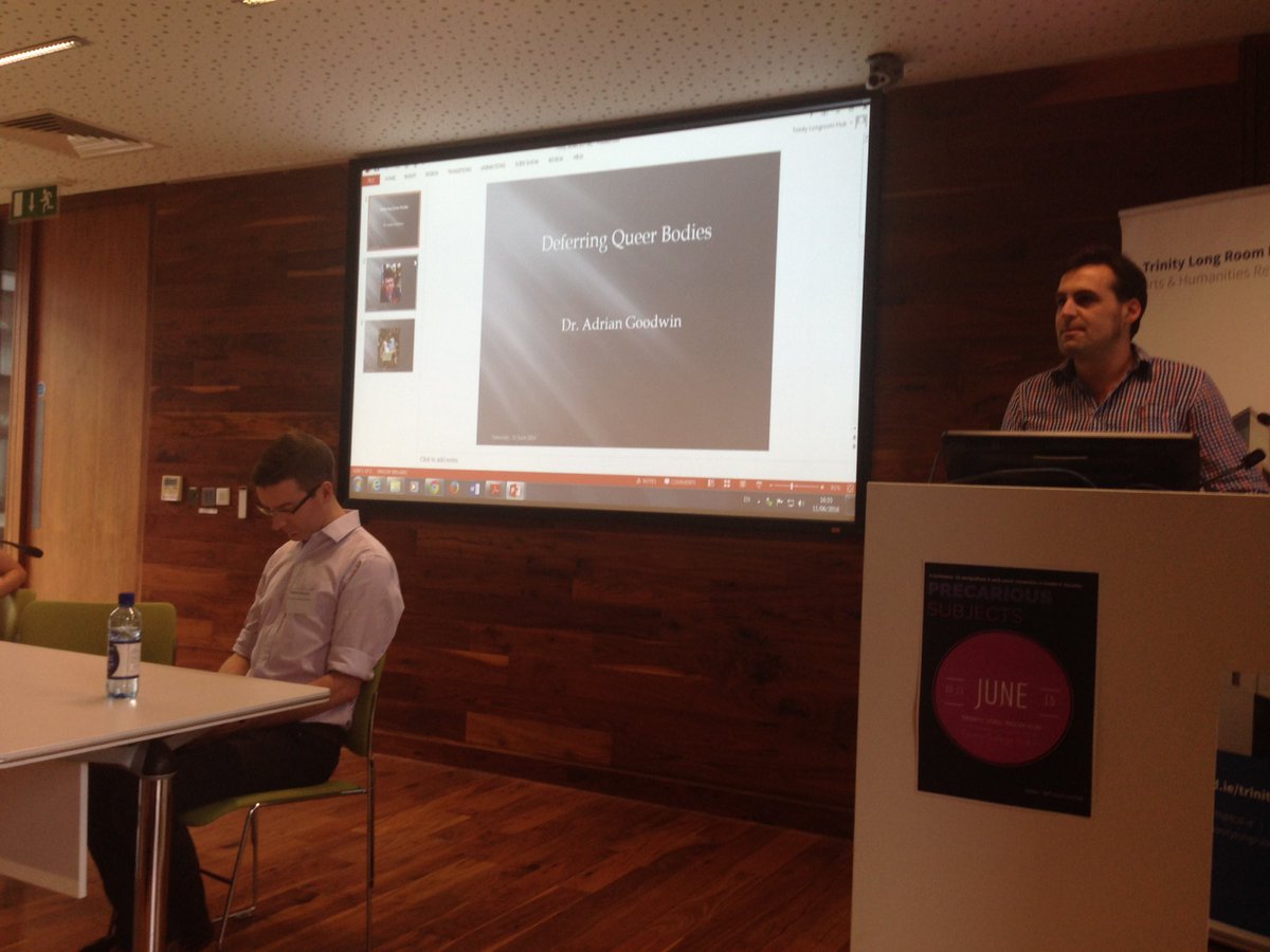PrecariousSub's tweet photo. Dr Adrian Goodwin closes our panels today with his paper on Gay men and Blood bans @TLRHub #TCDPrecariousSubjects https://t.co/uhrbXWujl2