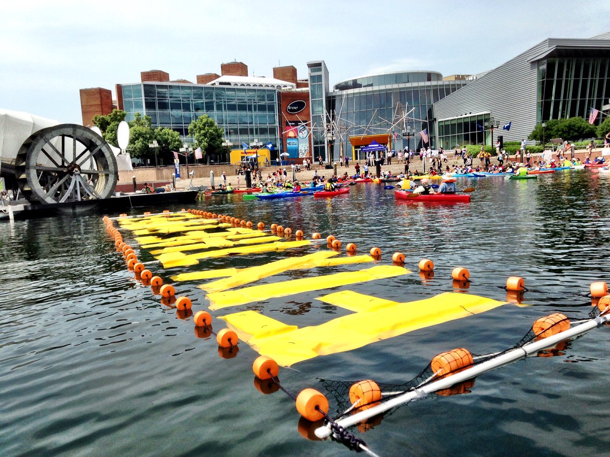 Clearwatermills's tweet photo. We're helping out our friends from Healthy Harbor. #fixthepipes #baltimorefloatilla #waterwheel @MrTrashWheel https://t.co/wZar7qvdjn