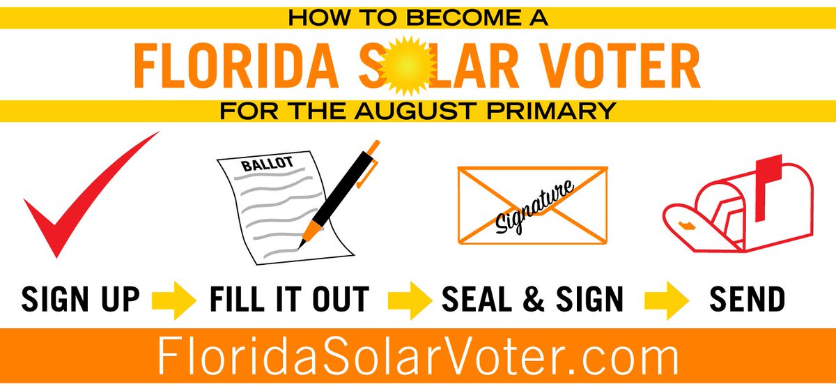 cleanenergyorg's tweet photo. #Florida #Voters: #Vote4Solar has never been easier! Vote by mail! SIGN UP TODAY https://t.co/I5AdO1W6xf #solar https://t.co/kQboEvsL5J