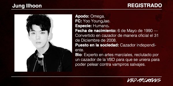 VBDrol_RM's tweet photo. 💉 ¡Bienvenido Jung Ilhoon!
💉 Cazador de vampiros
💉 FC: YoungJae (el correcto)
💉 Registrado por: 
@xOmegaHunter https://t.co/VYkUg3tW6n