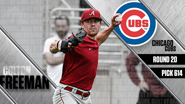 AlabamaBSB's tweet photo. Congratulations to Colton Freeman on being drafted by the @Cubs in the 2016 @MLB Draft #RollTide #BuiltByBama https://t.co/24DgEdu4U6