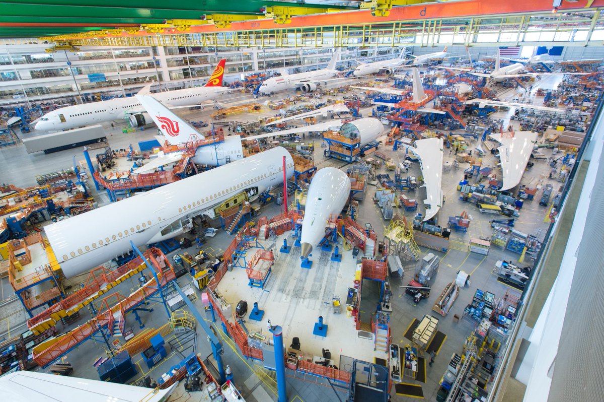 BoeingAirplanes's tweet photo. Hello from the team at #Boeing South Carolina. Here's a recent view inside 787 final assembly in North Charleston. https://t.co/YA6Dh7RAkG