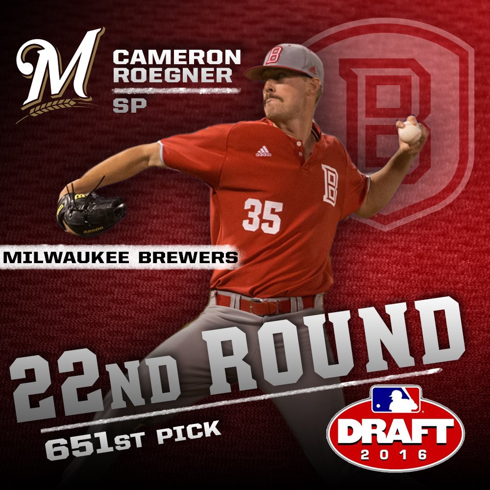 .<a href="/BradleyBaseball/">Bradley Baseball</a> LHP Cameron Roegner taken in 22nd round of the 2016 #MLBDraft by the <a href="/Brewers/">Milwaukee Brewers</a>. #AllAboutTheB