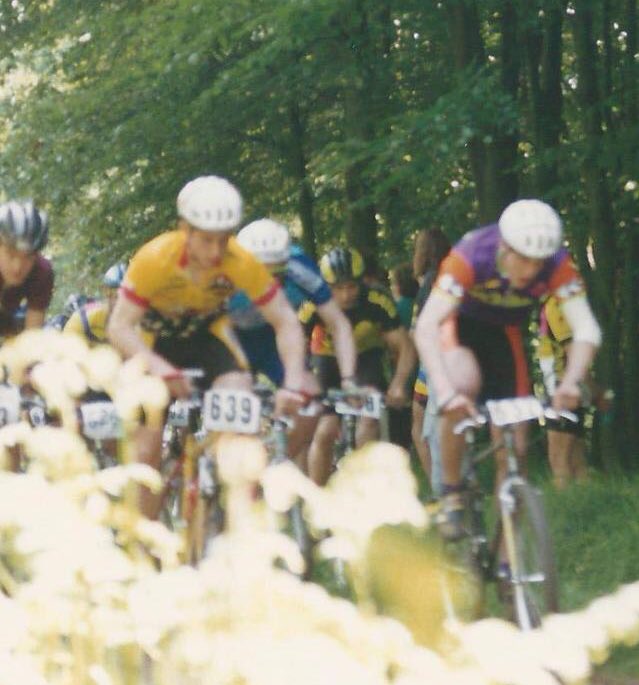 Willlongden's tweet photo. Leading it out on a climb just 23 years a go.... We've still got it @StevePeat ...well, one of us has hahaha https://t.co/WBQwGDZFib