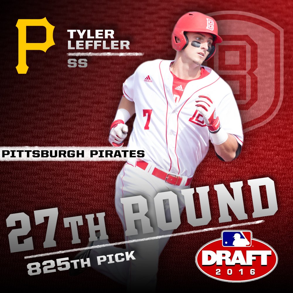 .<a href="/BradleyBaseball/">Bradley Baseball</a> SS Tyler Leffler taken in 27th round of the 2016 MLB Draft by the <a href="/Pirates/">Pittsburgh Pirates</a>. #AllAboutTheB