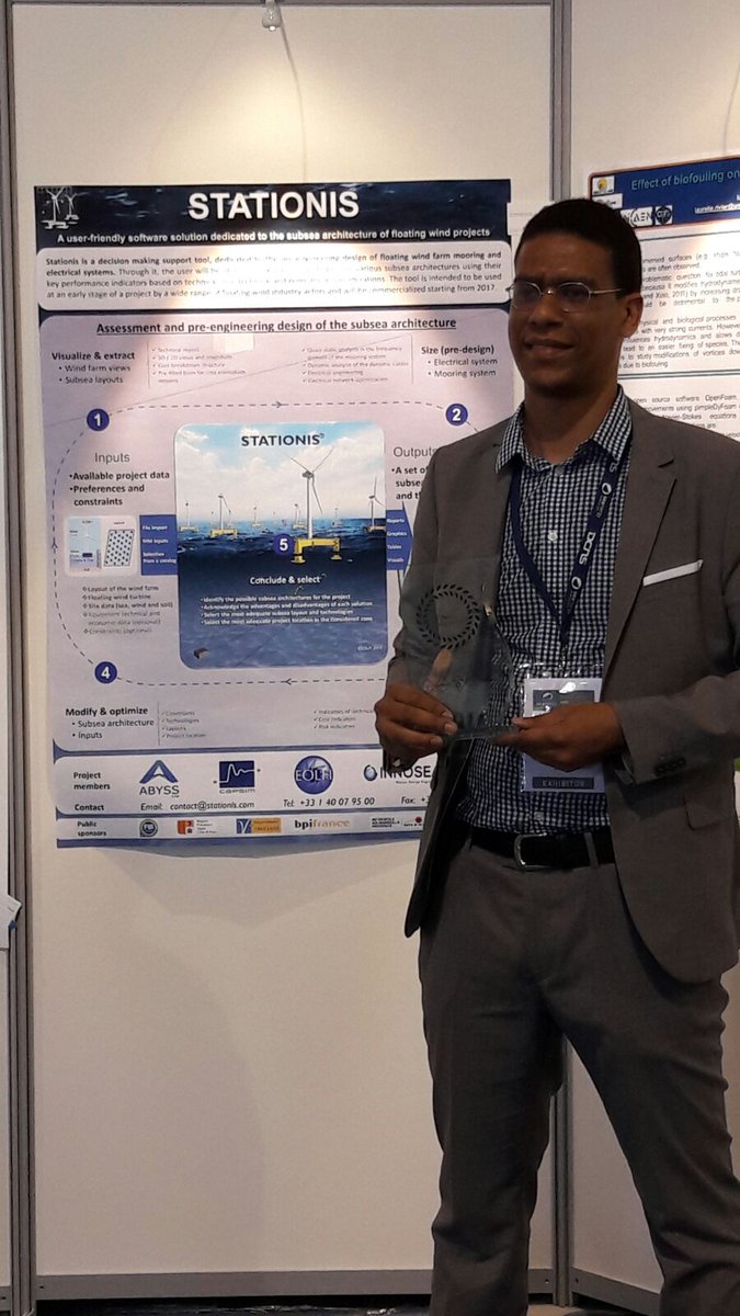 Adam_Ouchatti's tweet photo. Merci #seanergy2016 pour ce clin d'oeil aux projets R&D, et d'avoir primé le projet #FUI #STATIONIS #eolienflottant https://t.co/eHswAsoGzu