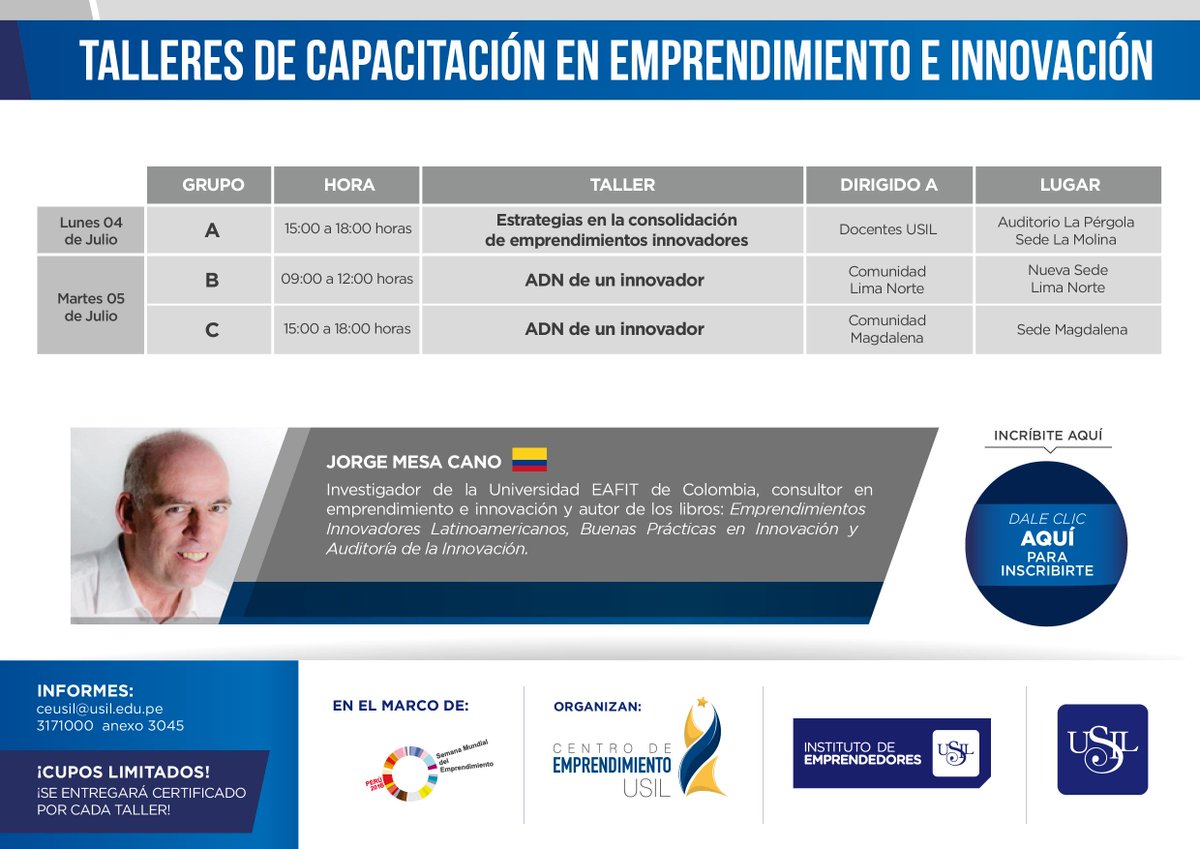 CEUSIL_'s tweet photo. Se vienen grandes talleres!
---
Mayor información
Teléfono: 317 - 1000 - Anexo 3045
E-Mail: ceusil@usil.edu.pe https://t.co/HKwCjdfimj