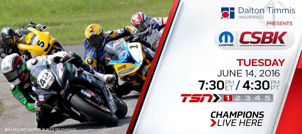 csbk_official's tweet photo. REMINDER:  @DaltonTimmis presents @OfficialMOPAR #CSBKonTSN premiers this Tuesday at 7:30PM ET #ChampionsLiveHere https://t.co/MW0gFF0MoR