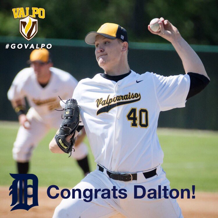 valpoathletics's tweet photo. With their 30th round pick in the 2016 @MLBDraft, the Tigers select Dalton Lundeen from @ValpoBaseball! #GoValpo https://t.co/uS8RnLUPAS
